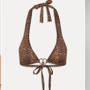 Frankie's Bikinis Leopard Halter Bikini Top S